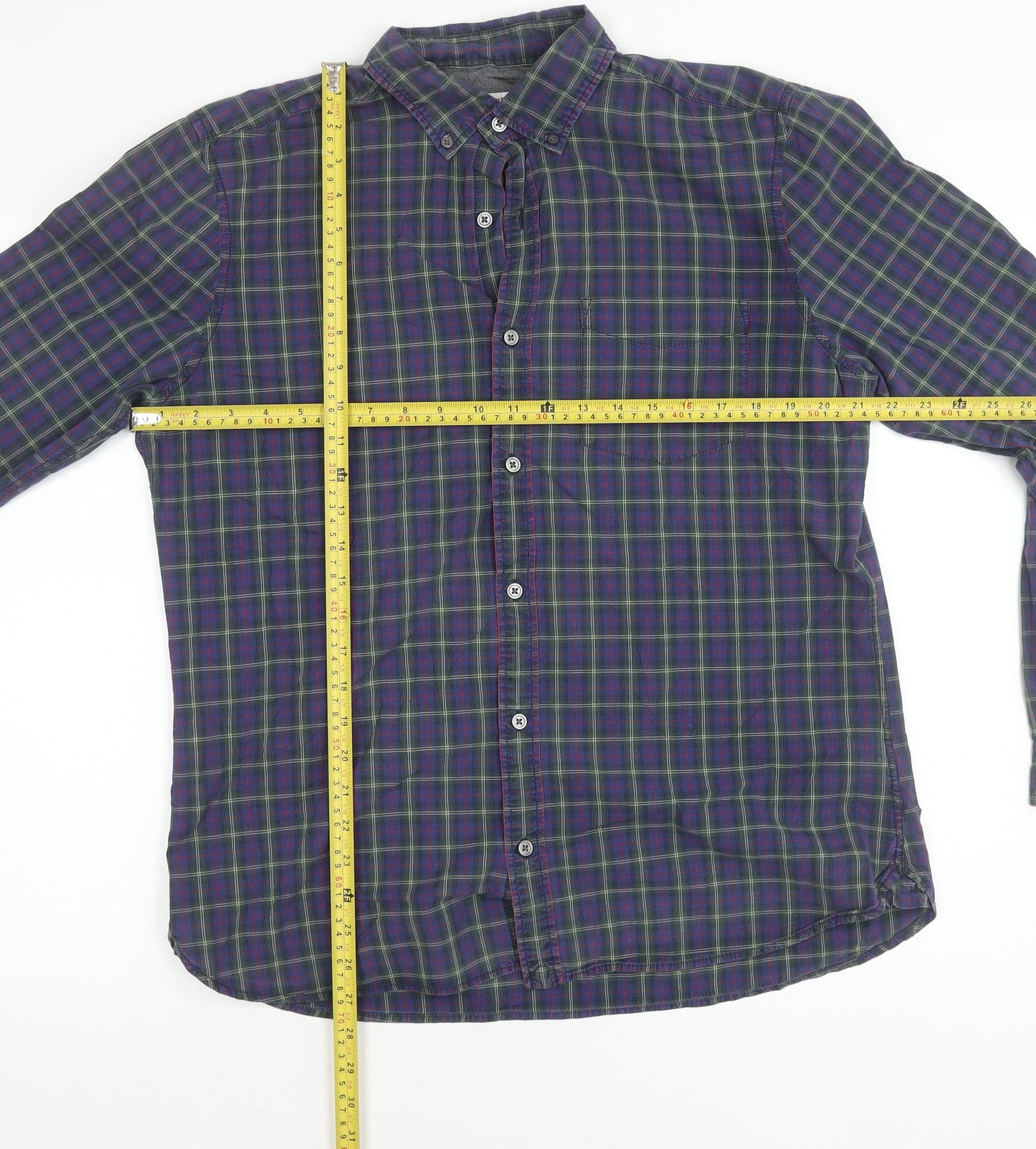 Next Men's Multicoloured Check Flannel Long Sleeve Shirt L