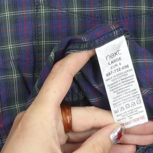 Next Men's Multicoloured Check Flannel Long Sleeve Shirt L