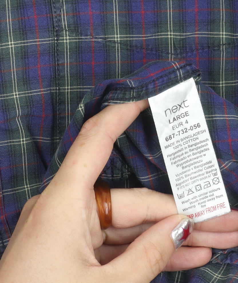 Next Men's Multicoloured Check Flannel Long Sleeve Shirt L