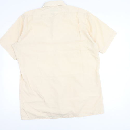 Macy's Men's Beige Short Sleeve Woven Button-Up Shirt M 40in Chest