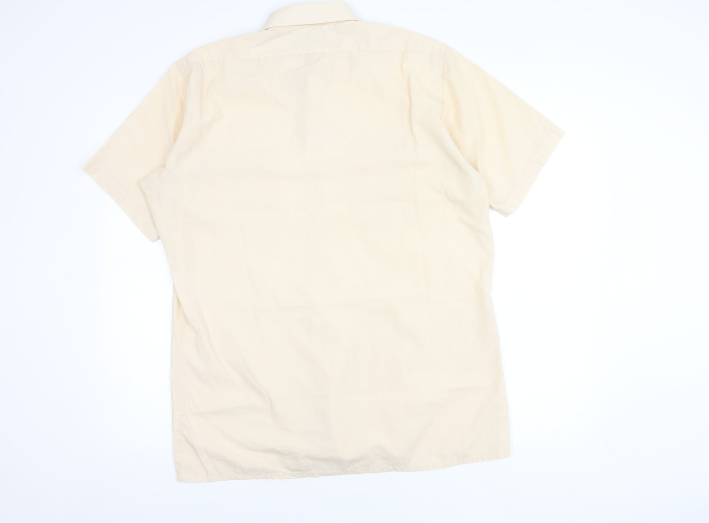 Macy's Men's Beige Short Sleeve Woven Button-Up Shirt M 40in Chest