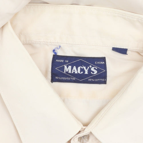 Macy's Men's Beige Short Sleeve Woven Button-Up Shirt M 40in Chest