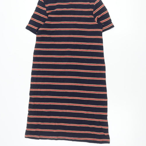 PULL&BEAR Women's Blue Striped Cotton Knee Length T-Shirt Dress Size 12