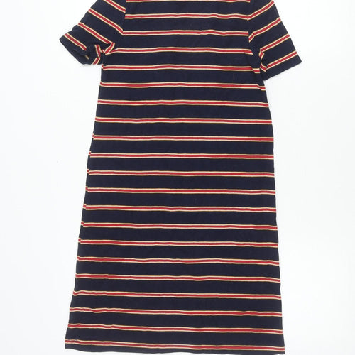 PULL&BEAR Women's Blue Striped Cotton Knee Length T-Shirt Dress Size 12