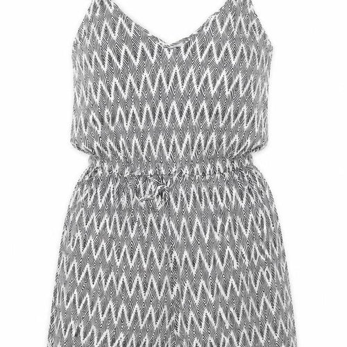 H&M Women’s Black Geometric V-Neck Sleeveless Playsuit Size 8