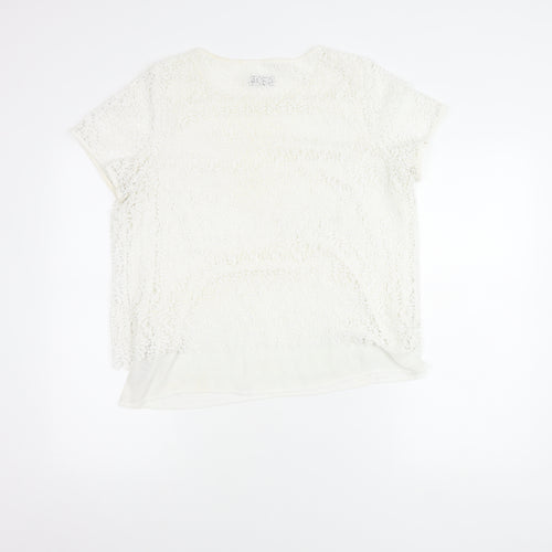 Marks and Spencer Women Ivory Lace Short Sleeve Blouse UK 14
