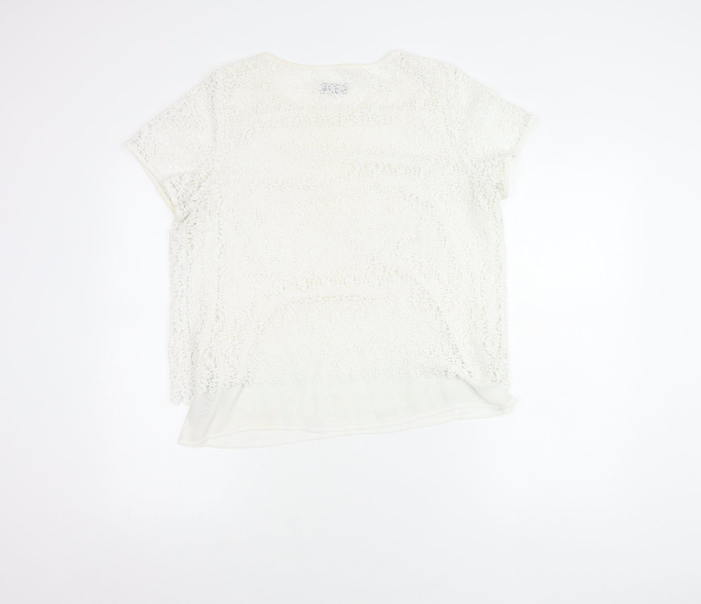 Marks and Spencer Women Ivory Lace Short Sleeve Blouse UK 14