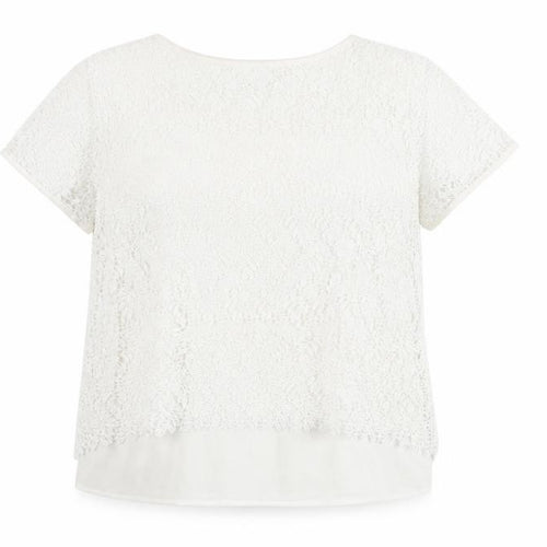 Marks and Spencer Women Ivory Lace Short Sleeve Blouse UK 14