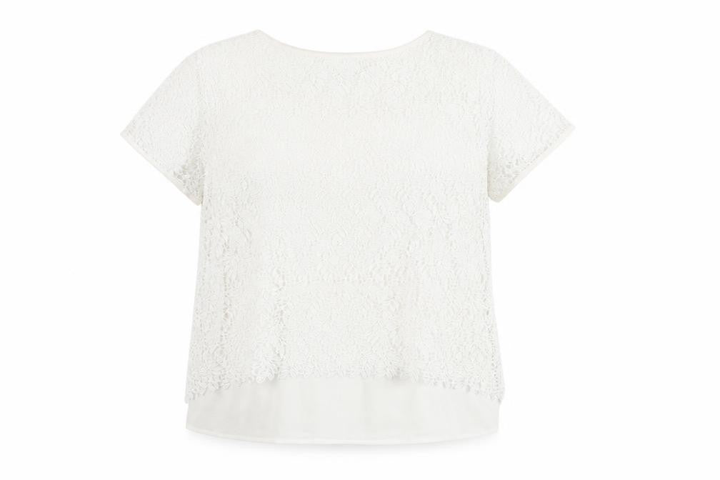 Marks and Spencer Women Ivory Lace Short Sleeve Blouse UK 14