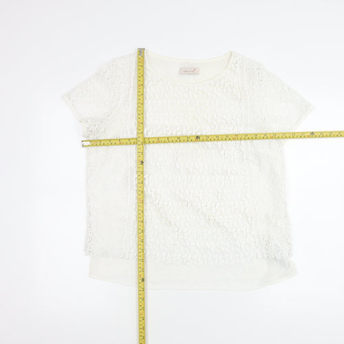 Marks and Spencer Women Ivory Lace Short Sleeve Blouse UK 14