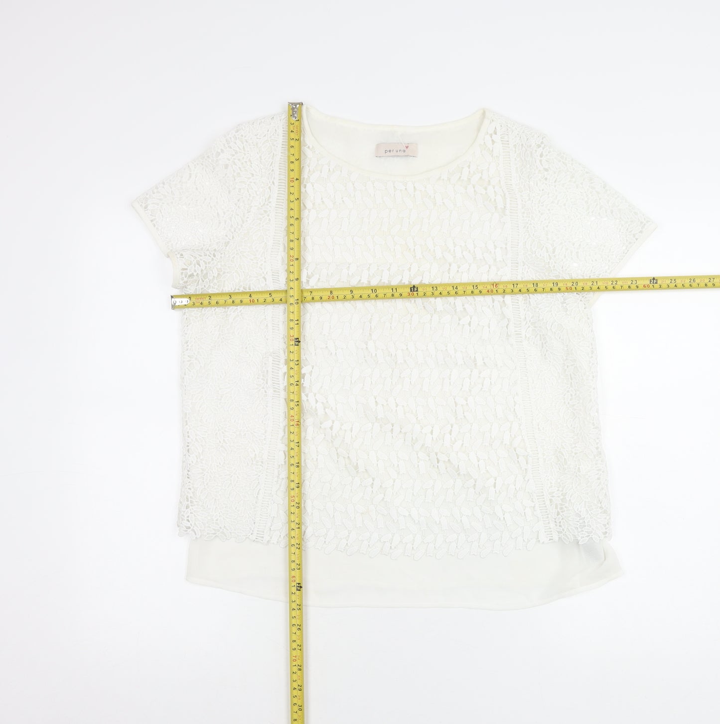 Marks and Spencer Women Ivory Lace Short Sleeve Blouse UK 14
