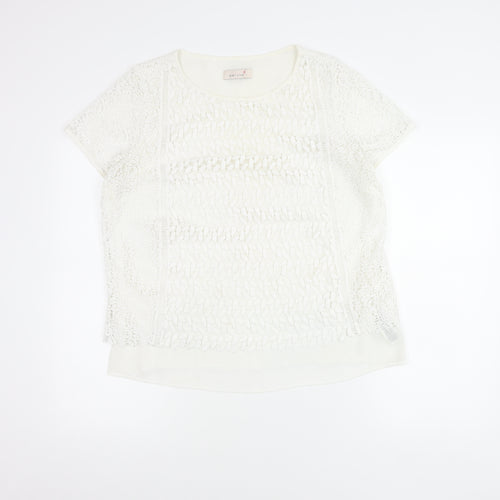 Marks and Spencer Women Ivory Lace Short Sleeve Blouse UK 14