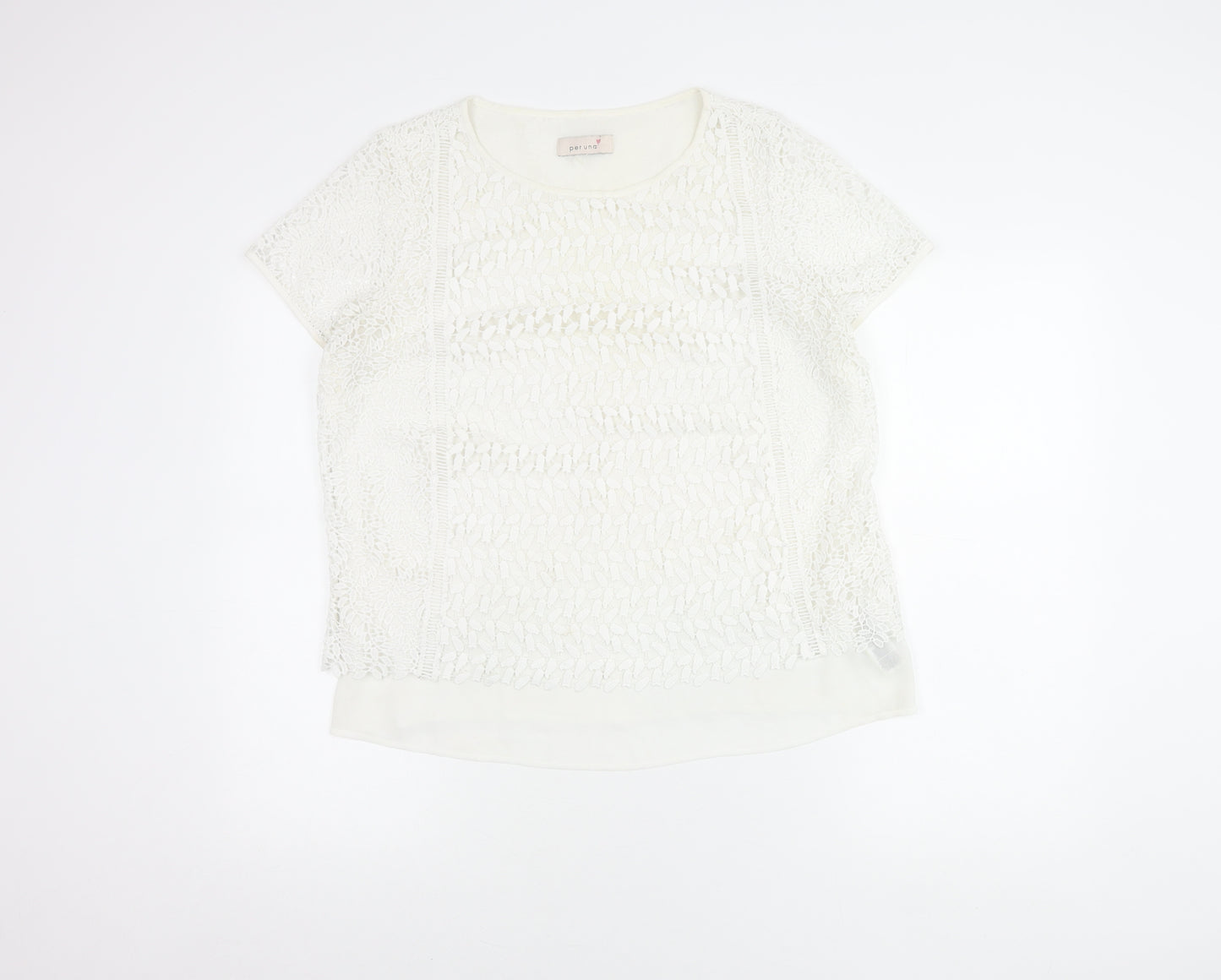 Marks and Spencer Women Ivory Lace Short Sleeve Blouse UK 14