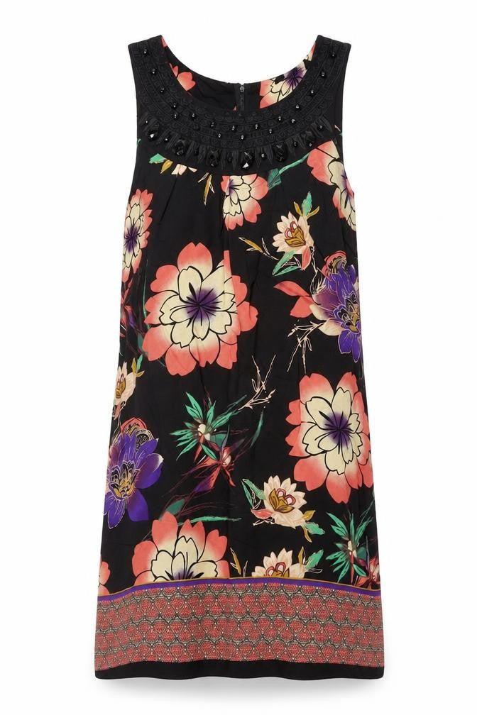 Dorothy Perkins Women's Multicoloured Floral Beaded Shift Dress Size 10
