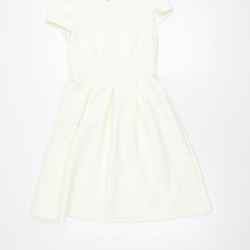 Closet London Women’s White Size 8 Fit & Flare Knee Length Dress