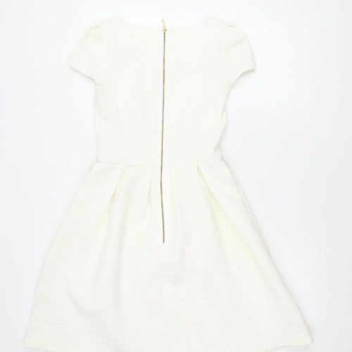 Closet London Women’s White Size 8 Fit & Flare Knee Length Dress