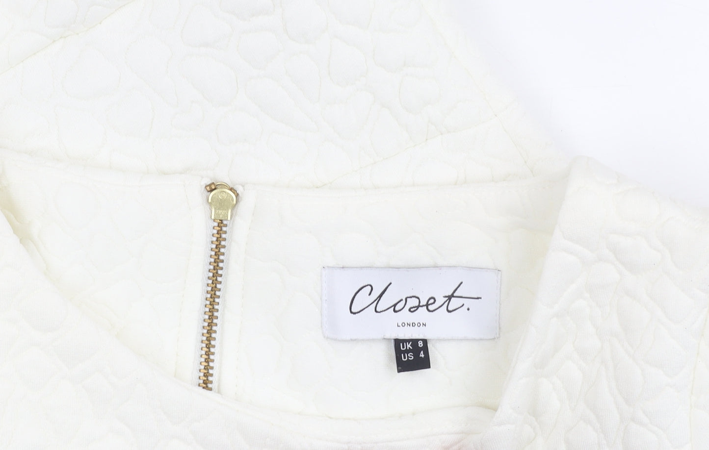 Closet London Women’s White Size 8 Fit & Flare Knee Length Dress