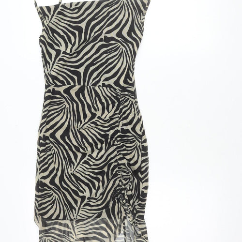 PrettyLittleThing Women’s Black Zebra Print Slip Dress Size 8