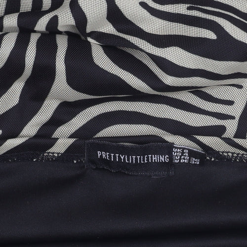 PrettyLittleThing Women’s Black Zebra Print Slip Dress Size 8