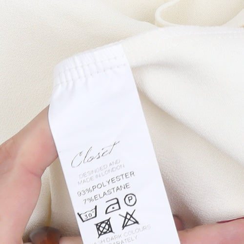 Closet Women’s Ivory Fit & Flare Dress Size 8 Knee Length Cap Sleeve