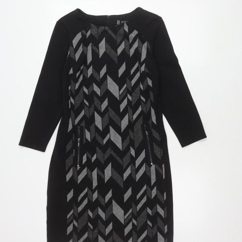 Principles by Ben de Lisi Women’s Black Geometric Sheath Dress Size 8