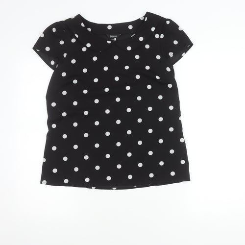 Papaya Women’s Black Polka Dot Chiffon Blouse Size 14 Cap Sleeve