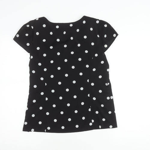 Papaya Women’s Black Polka Dot Chiffon Blouse Size 14 Cap Sleeve