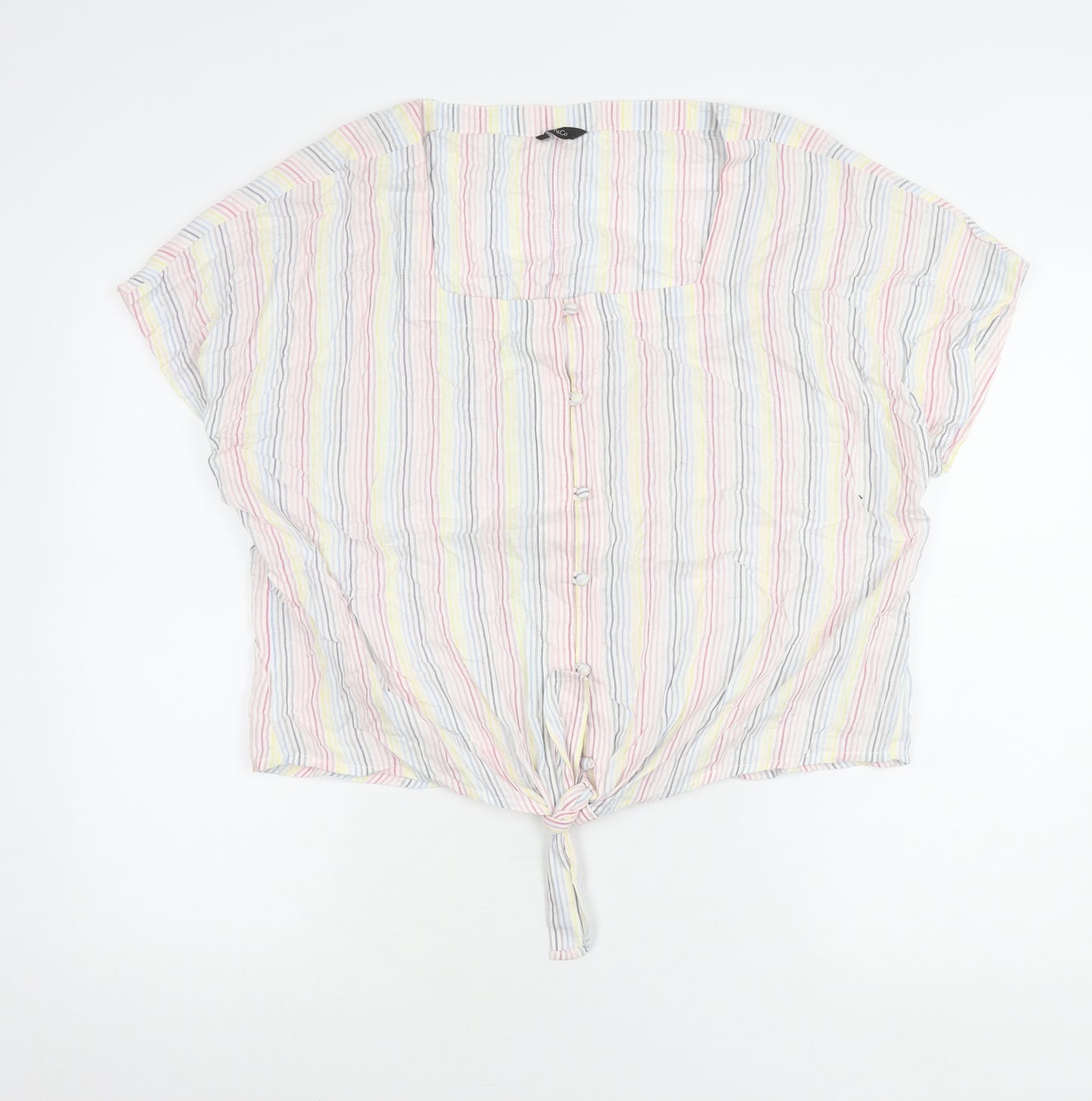MiCo Women’s Multicoloured Striped Cropped Blouse Size 16 Summer