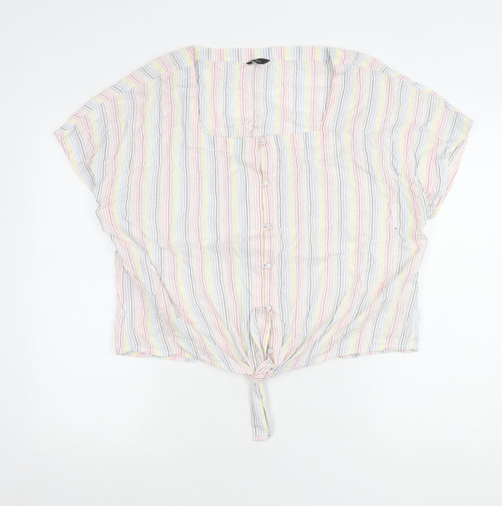 MiCo Women’s Multicoloured Striped Cropped Blouse Size 16 Summer