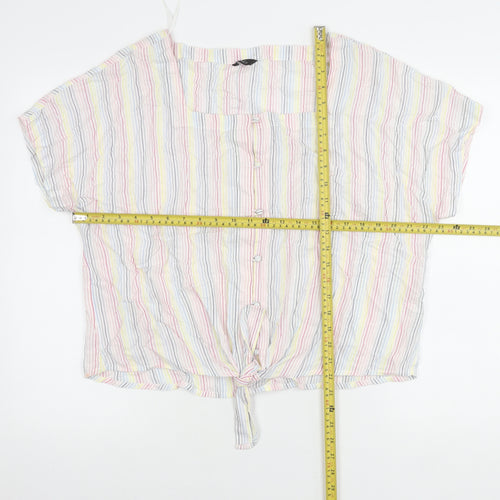 MiCo Women’s Multicoloured Striped Cropped Blouse Size 16 Summer