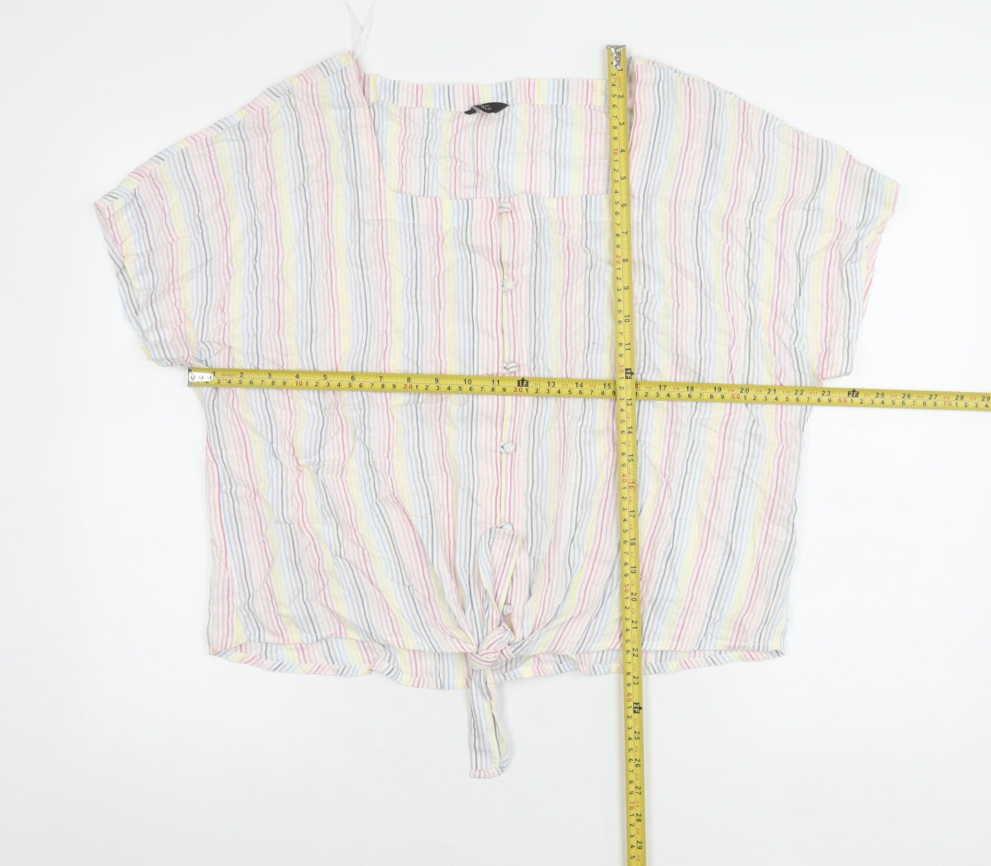 MiCo Women’s Multicoloured Striped Cropped Blouse Size 16 Summer