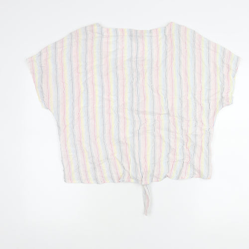 MiCo Women’s Multicoloured Striped Cropped Blouse Size 16 Summer