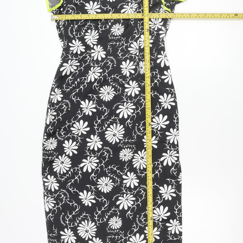 Collusion Women’s Black Floral Long Bodycon Dress Size 8