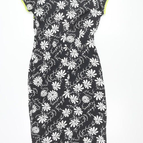Collusion Women’s Black Floral Long Bodycon Dress Size 8