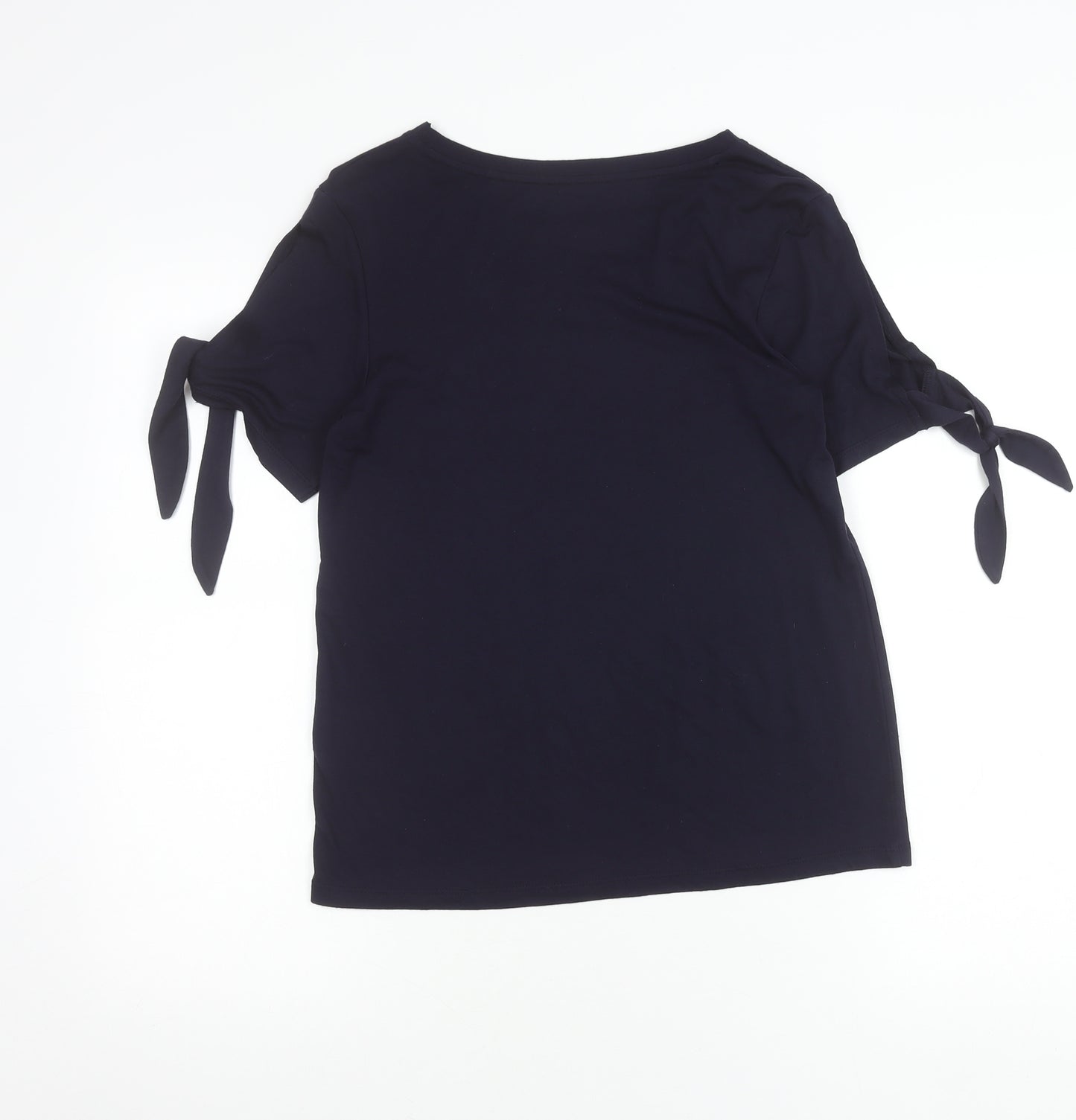 Warehouse Women’s Blue Boat Neck Tie Sleeve Jersey T-Shirt Size 6