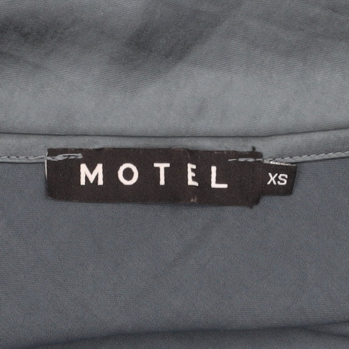 Motel Women’s Blue Satin XS Slip Dress Sleeveless Scoop Neck Short