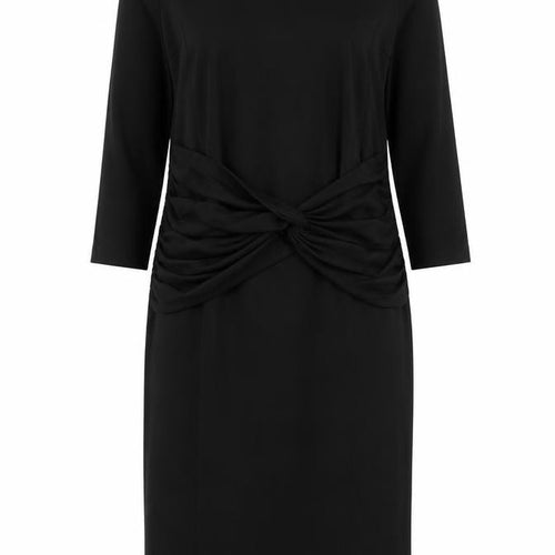 Viyella Women’s Black Knee Length Sheath Dress L 3/4 Sleeve Ruched