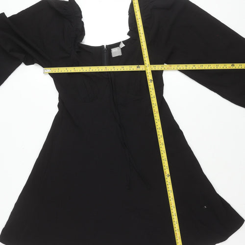 ASOS Women’s Black Size 10 Fit & Flare Puff Sleeve Dress