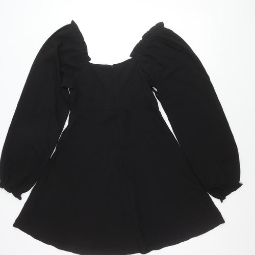 ASOS Women’s Black Size 10 Fit & Flare Puff Sleeve Dress