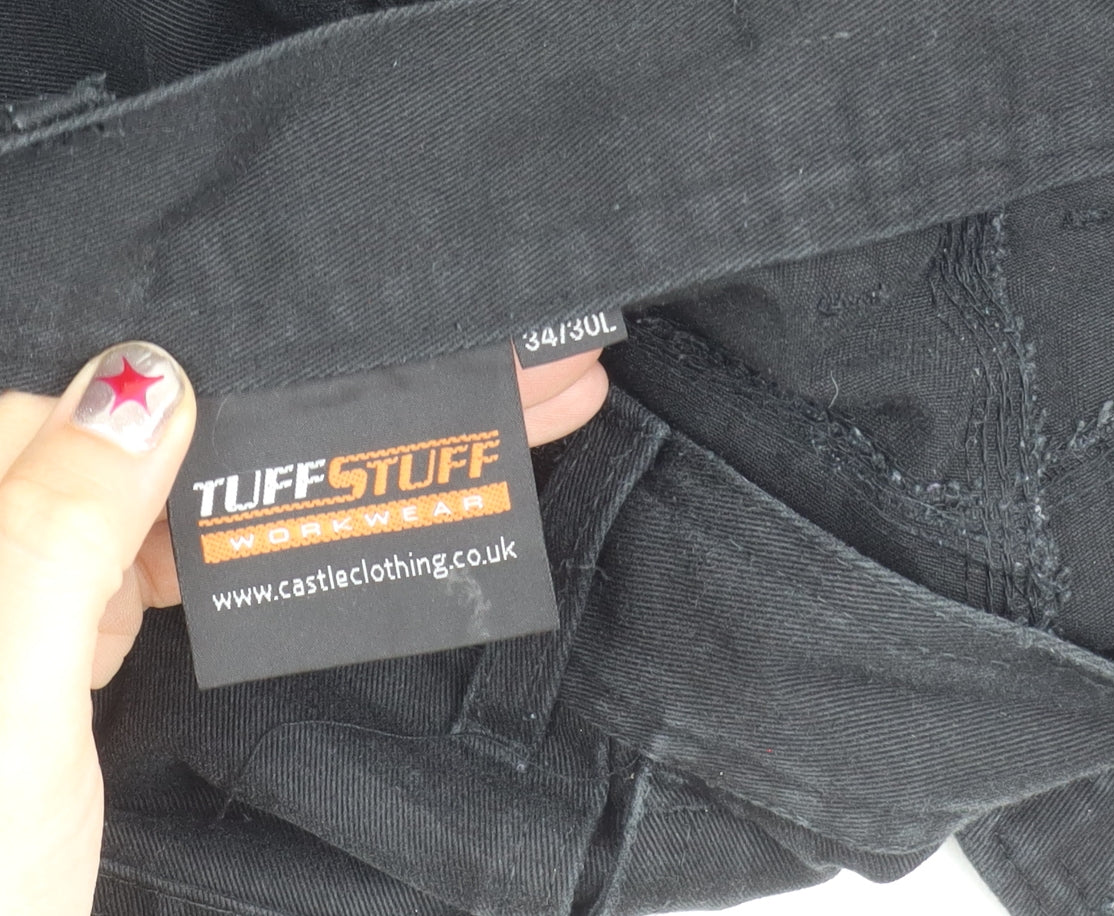 TuffStuff Men's Black Cargo Work Trousers 34W 30L Regular Fit