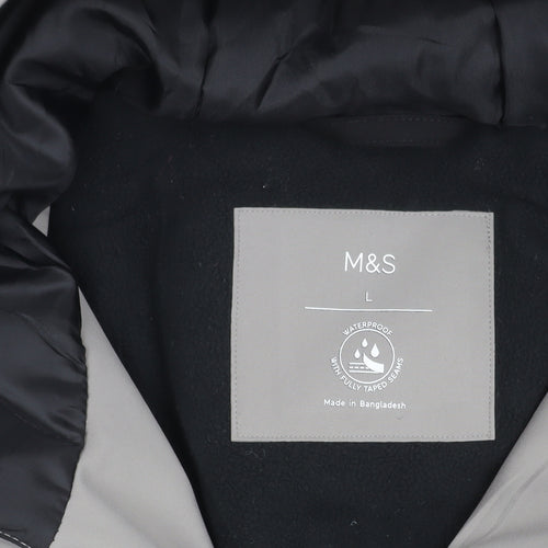 Marks and Spencer Men's Grey Waterproof Mid-Length Rain Coat Jacket L