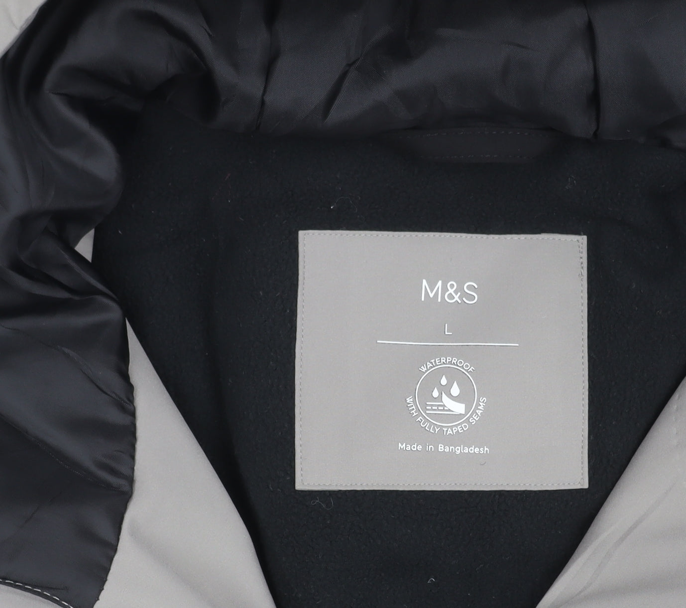 Marks and Spencer Men's Grey Waterproof Mid-Length Rain Coat Jacket L