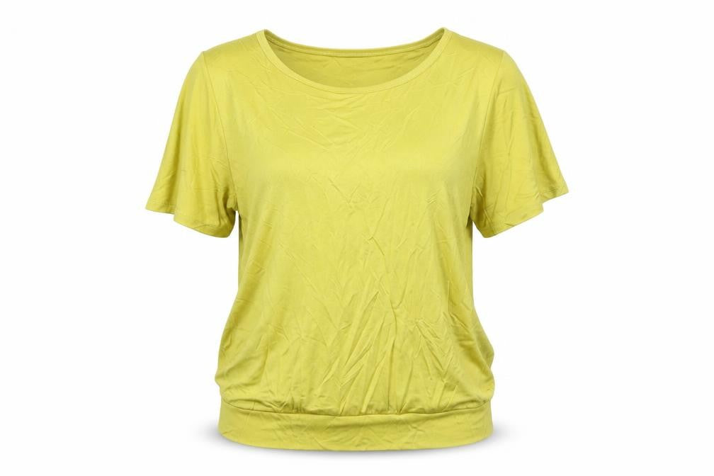 Monsoon Women’s Yellow Viscose Scoop Neck T-Shirt UK 16 Summer Casual