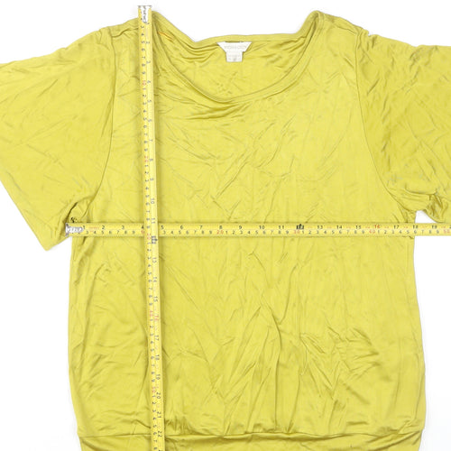 Monsoon Women’s Yellow Viscose Scoop Neck T-Shirt UK 16 Summer Casual