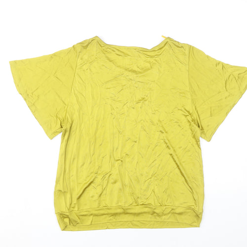 Monsoon Women’s Yellow Viscose Scoop Neck T-Shirt UK 16 Summer Casual