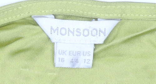 Monsoon Women’s Yellow Viscose Scoop Neck T-Shirt UK 16 Summer Casual