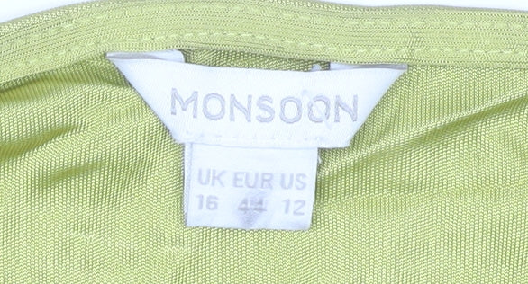 Monsoon Women’s Yellow Viscose Scoop Neck T-Shirt UK 16 Summer Casual