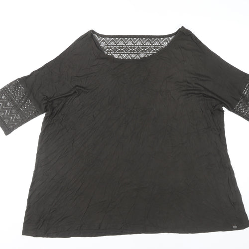 Saltrock Women’s Black Lace Sleeve Summer Tunic Blouse Size 14
