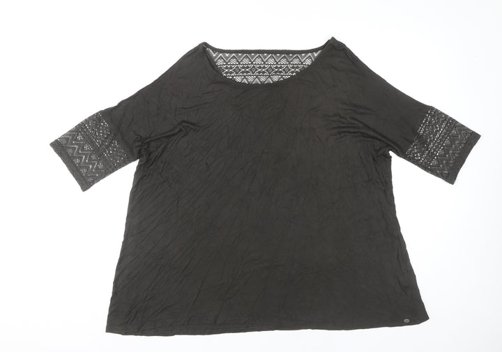 Saltrock Women’s Black Lace Sleeve Summer Tunic Blouse Size 14