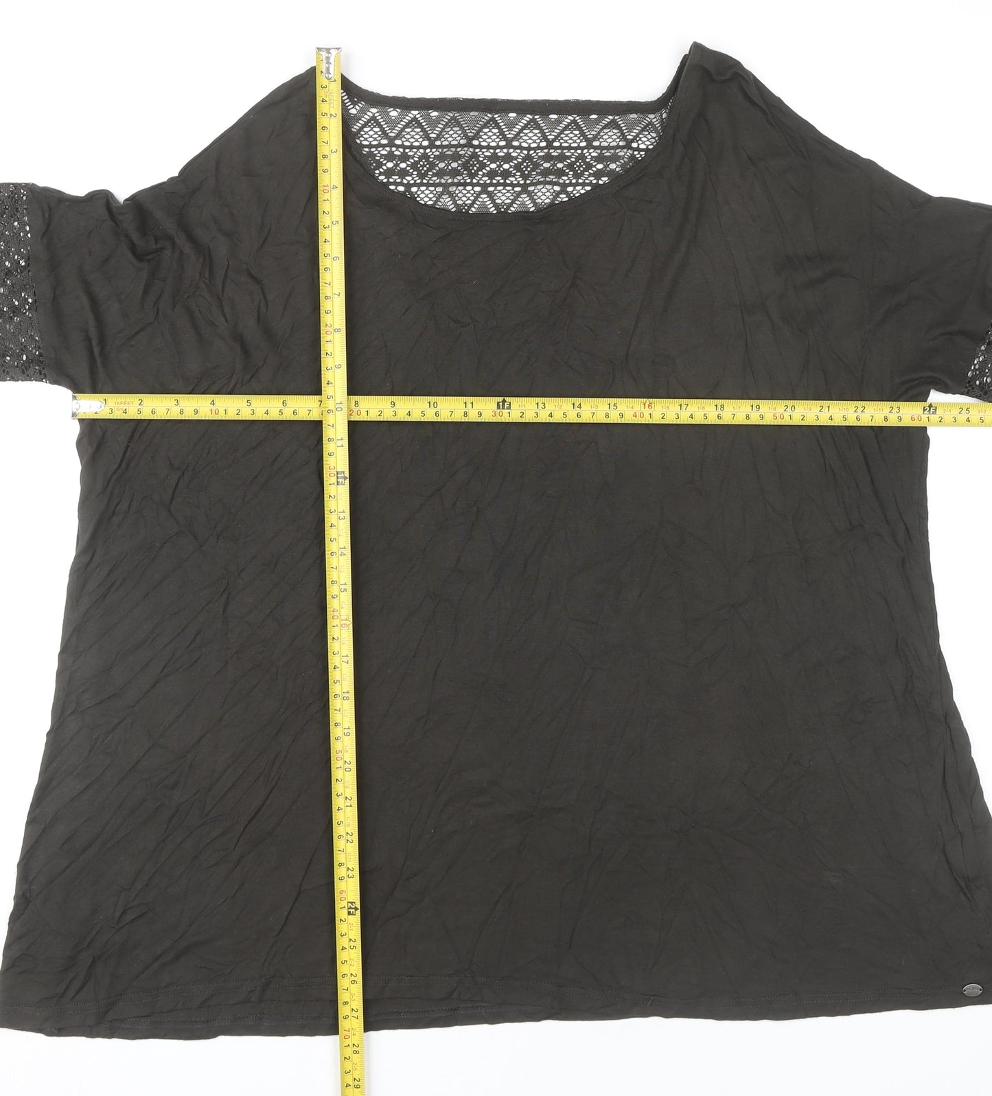 Saltrock Women’s Black Lace Sleeve Summer Tunic Blouse Size 14